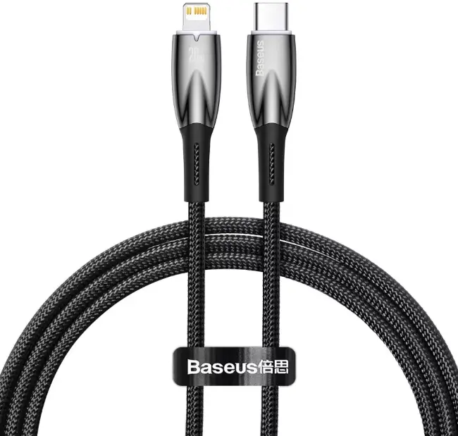 Кабель BASEUS Glimmer Series Fast Charging Cable Type-C to Lightning CADH000001 20W 1 м Black