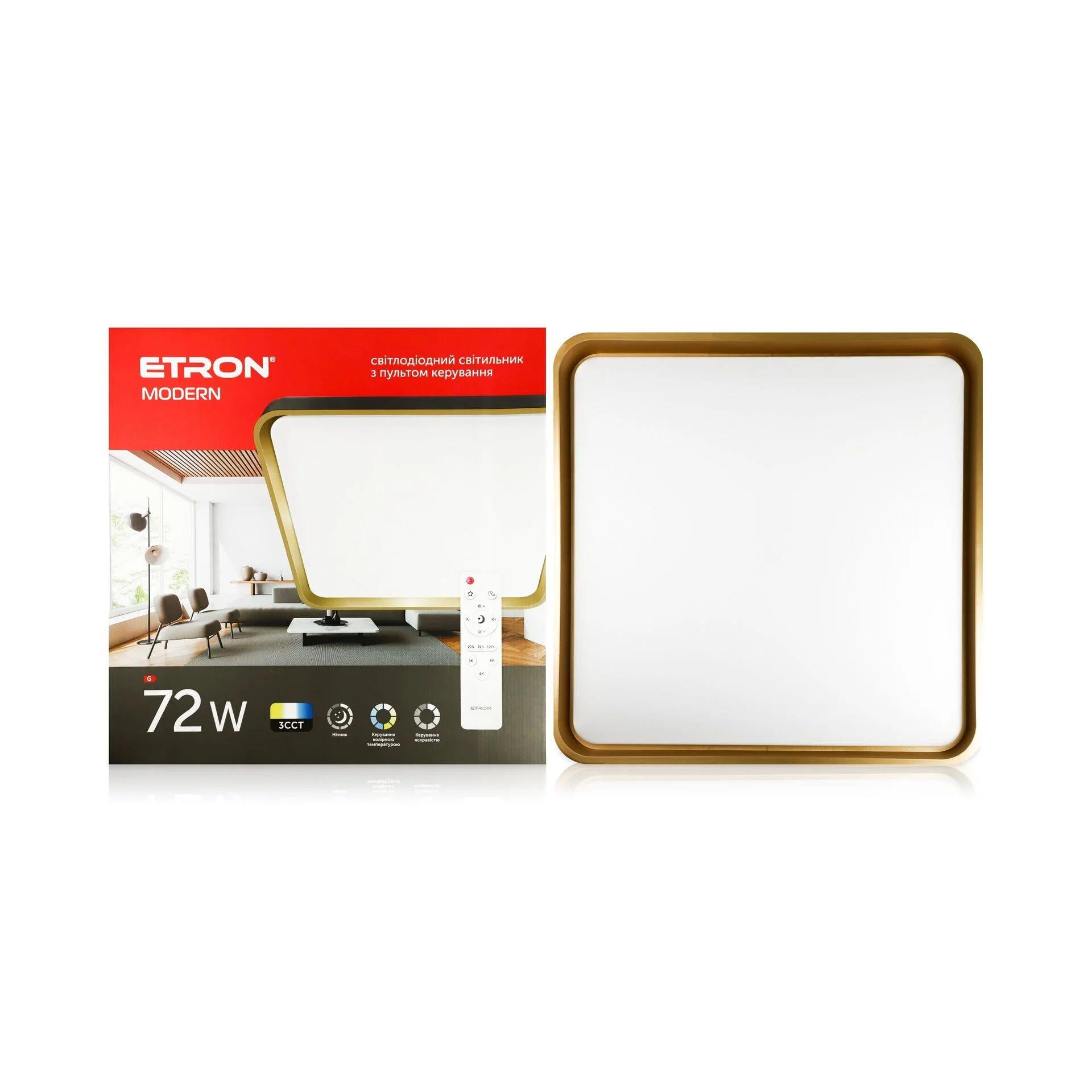 Светильник светодиодный с пультом ETRON Smart MODERN 1-ESP-2058 72W IP20 Gold/Black (61324)