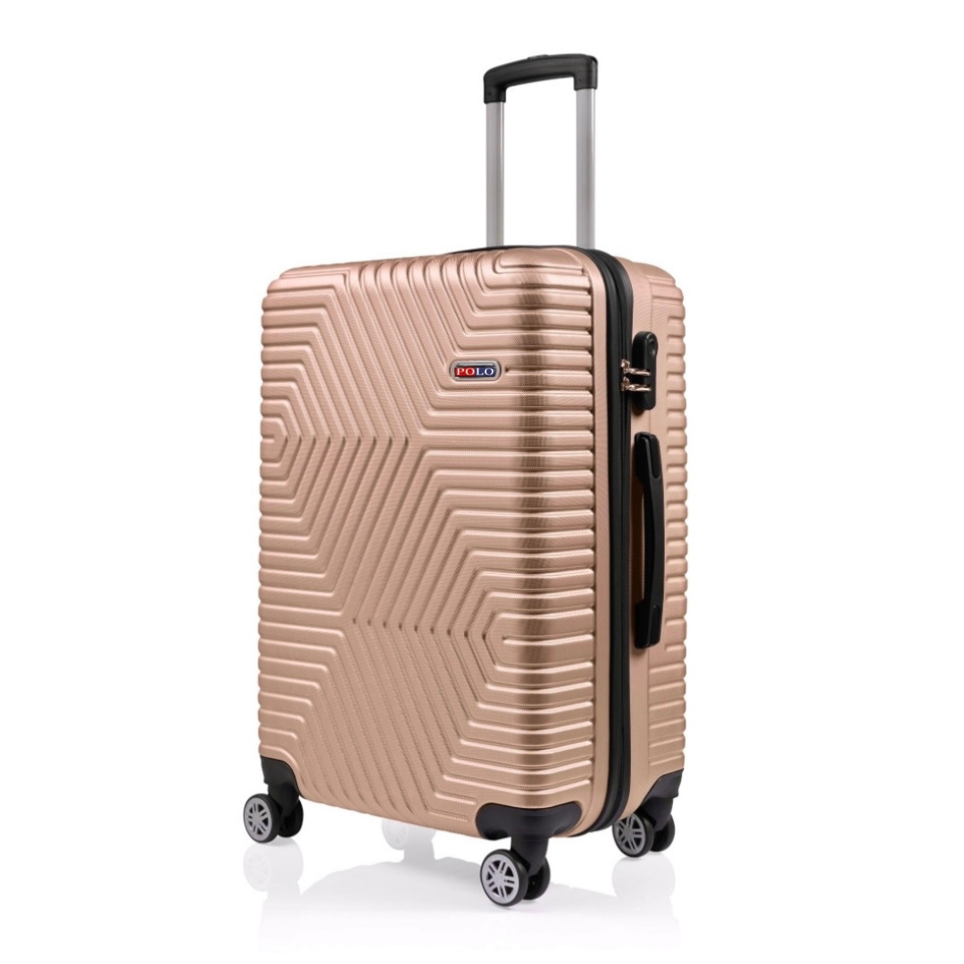 Чемодан Polo ПК005-L поликарбонат на 4-х двойных колесах большой L 120 л Золотой