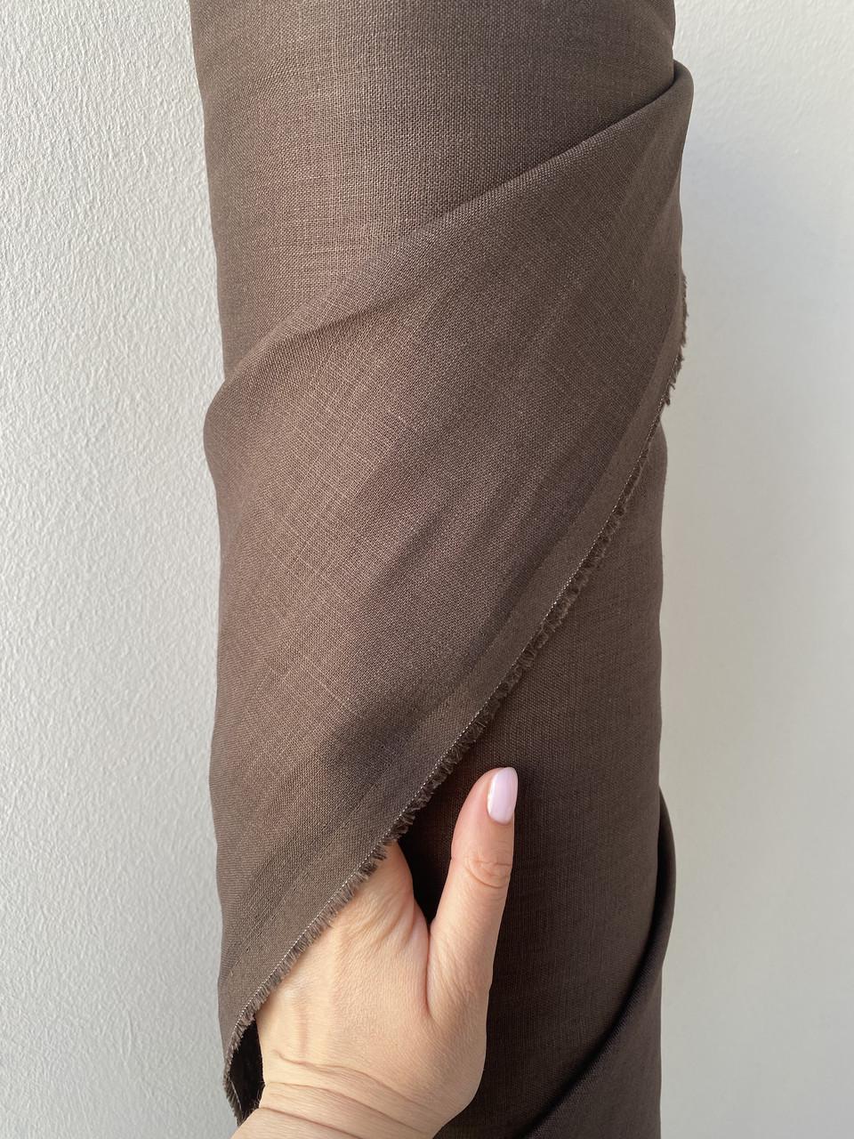 Ткань рубашечно-платьевая LINEN PLUS льняная натуральная 143 см 1547 Коричневый - фото 3 Ткань рубашечно-платьевая LINEN PLUS льняная натуральная 143 см 1547 Коричневый - фото 3