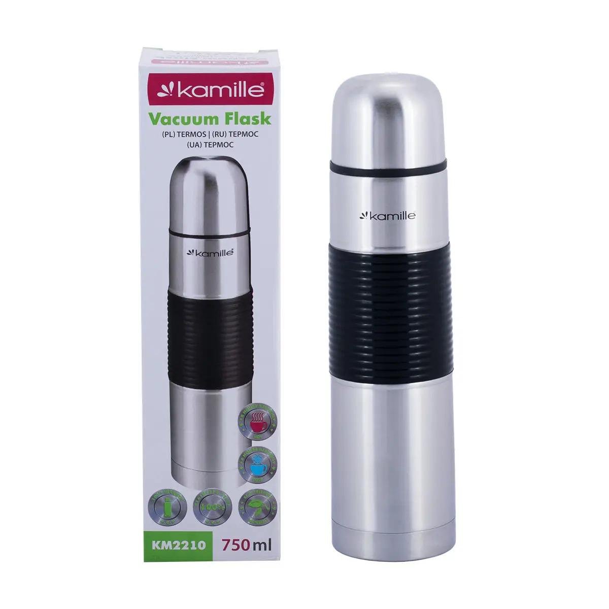 Термос Kamille из нержавеющей стали с резиновой вставкой 750 мл (KM-2210)