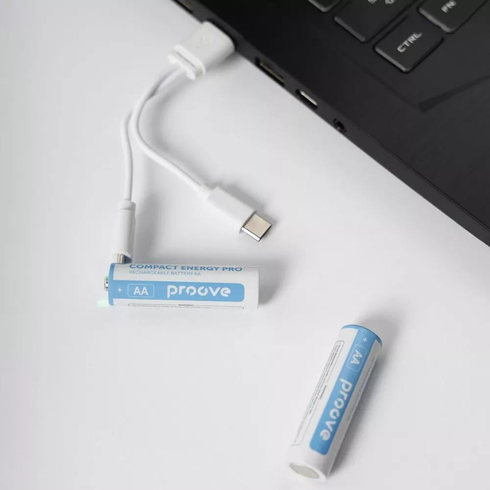 Аккумуляторные батарейки Proove AA Type-C Compact Energy Pro 4100 mAh Lithium-ion 2pack White (RBCE40702002) - фото 3