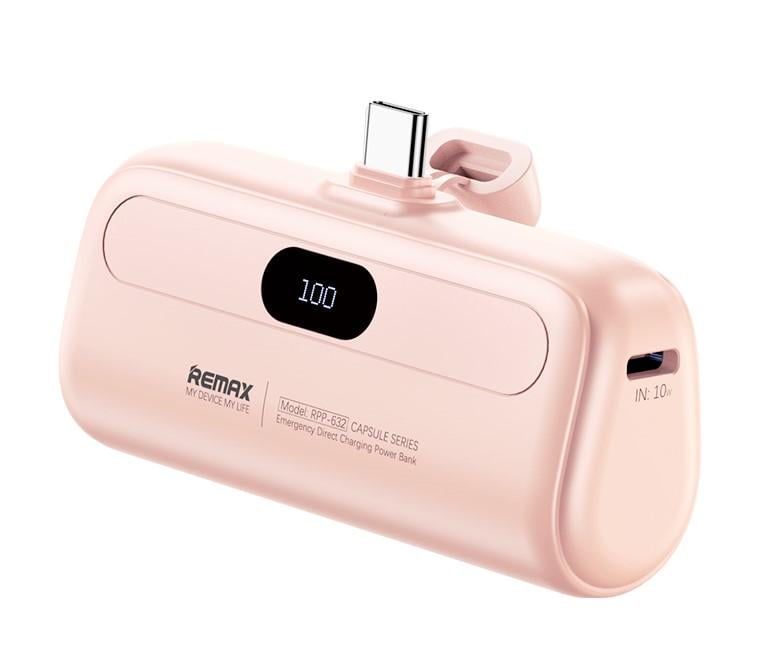 Павербанк Remax RPP-632 5000 Type-C Plug Emergency Pink (101177) - фото 1 Павербанк Remax RPP-632 5000 Type-C Plug Emergency Pink (101177) - фото 1