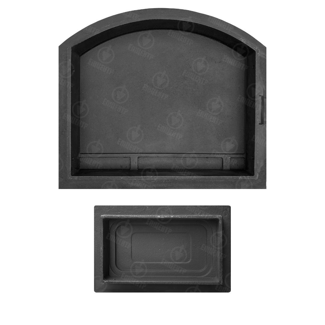 Комплект чавунних дверцят Замкова 490x420 мм/піддувальна Замкова 265x165 мм - фото 2