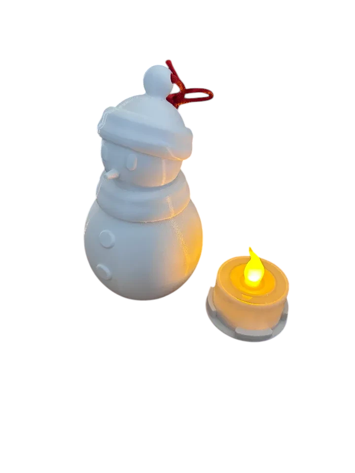 Новогодняя праздничная свеча-снежник Snowman Tea Light Ornament 3D печать