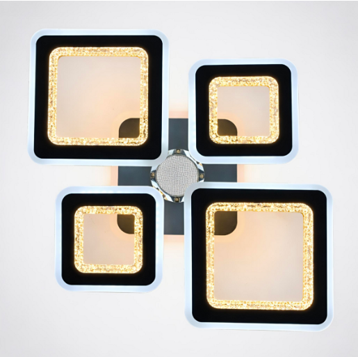 Люстра потолковая светодиодная Valeso с музыкальной колонкой и RGB подсветкой для гостиной и спальни Черный (SP000052025)