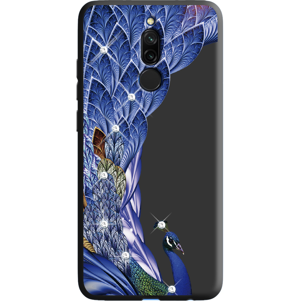Чохол Boxface Xiaomi Redmi 8 Павич зі стразами Чорний силікон (38411-rs7-38679)