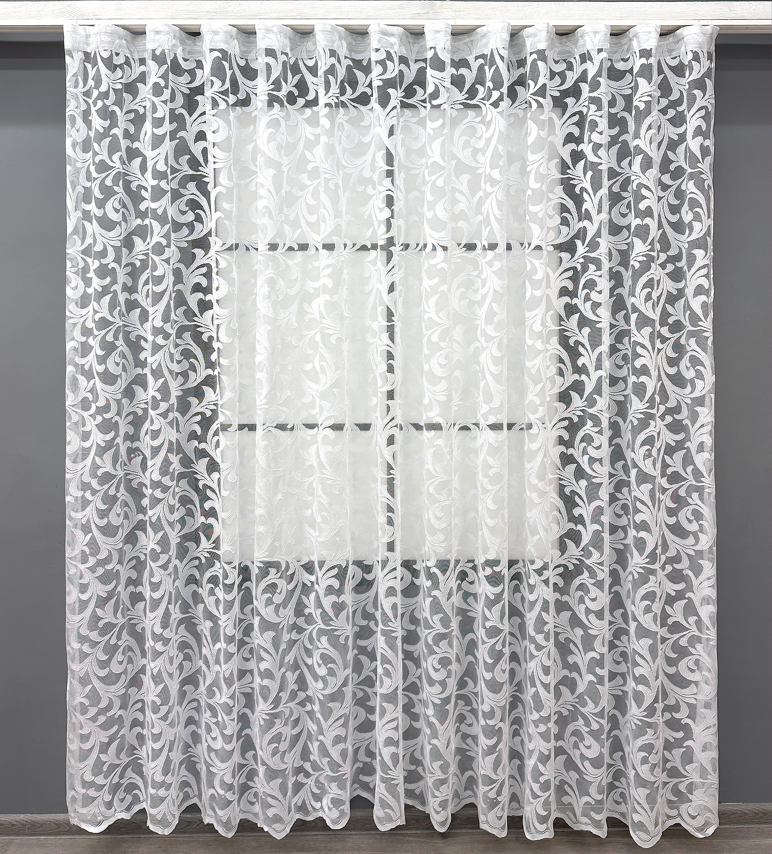 Тюль короткий VR-Textil 1611т Жаккард 300х190 см Белый (42-0566)