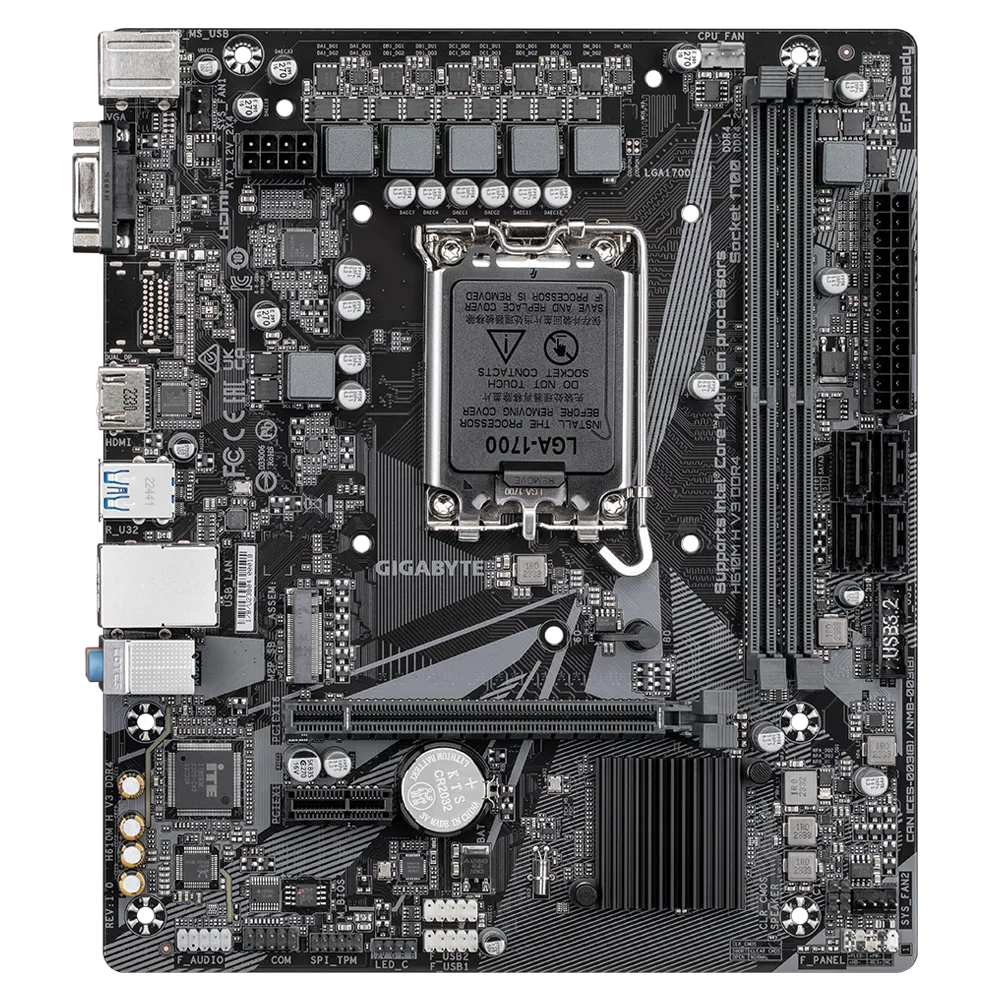 Материнська плата Gigabyte H610 H V3 Socket 1700 Intel H610 DDR4 Micro-ATX HDMI/VGA (598520)