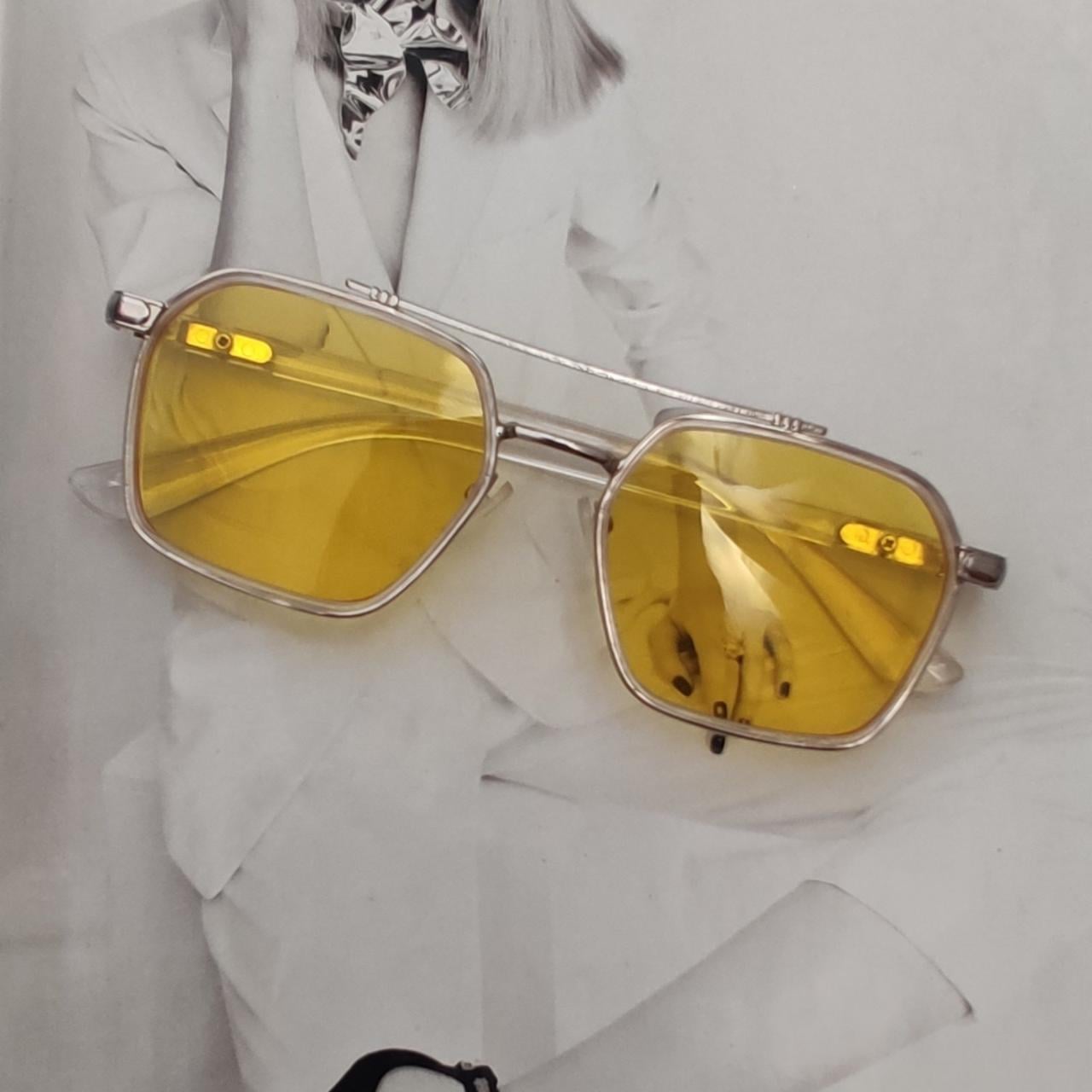 Очки авиаторы фигурные Желтый в серебре (6735)