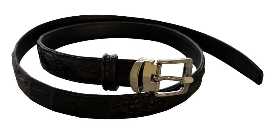 Ремінь жіночий із натуральної шкіри крокодила механіка Ekzotic leather Чорний (crb21_1)