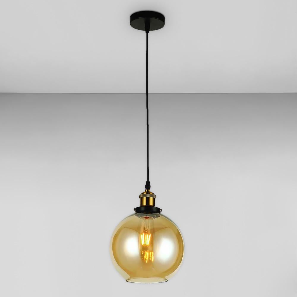 Люстра подвесная шар Light House LS-18599-1 TEA200 Черный/Янтарный