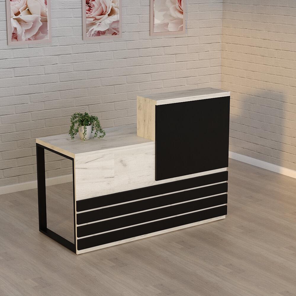 Стійка Гамма стиль ресепшн 5 1400 1400x636x1090 мм Дуб Крафт Білий (23161)