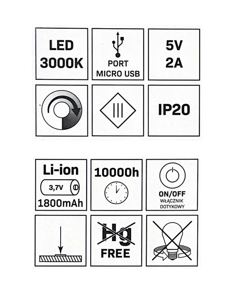 Настольная лампа акамуляторная Goldlux 325440 Pako Led 3000K IP20 USB Wh (18409615) - фото 6