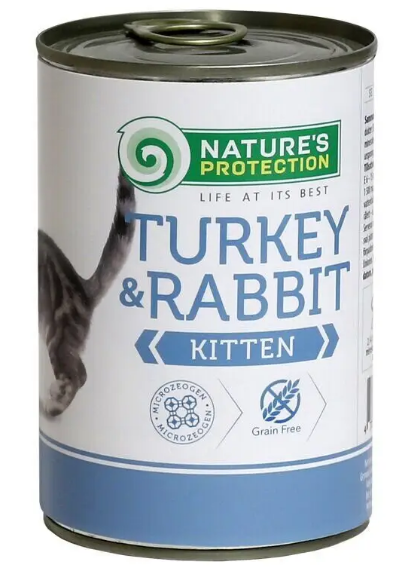 Консервы Nature's Protection KITTEN TURKEY & RABBIT с индюшатиной и крольчатиной для котят 400 г (38607)