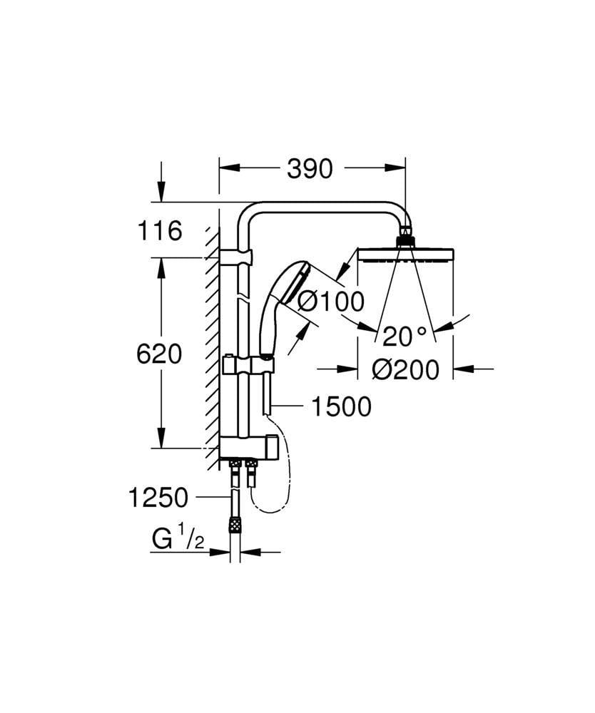 Душевая система Grohe New Tempesta System с переключателем (27389002) - фото 2