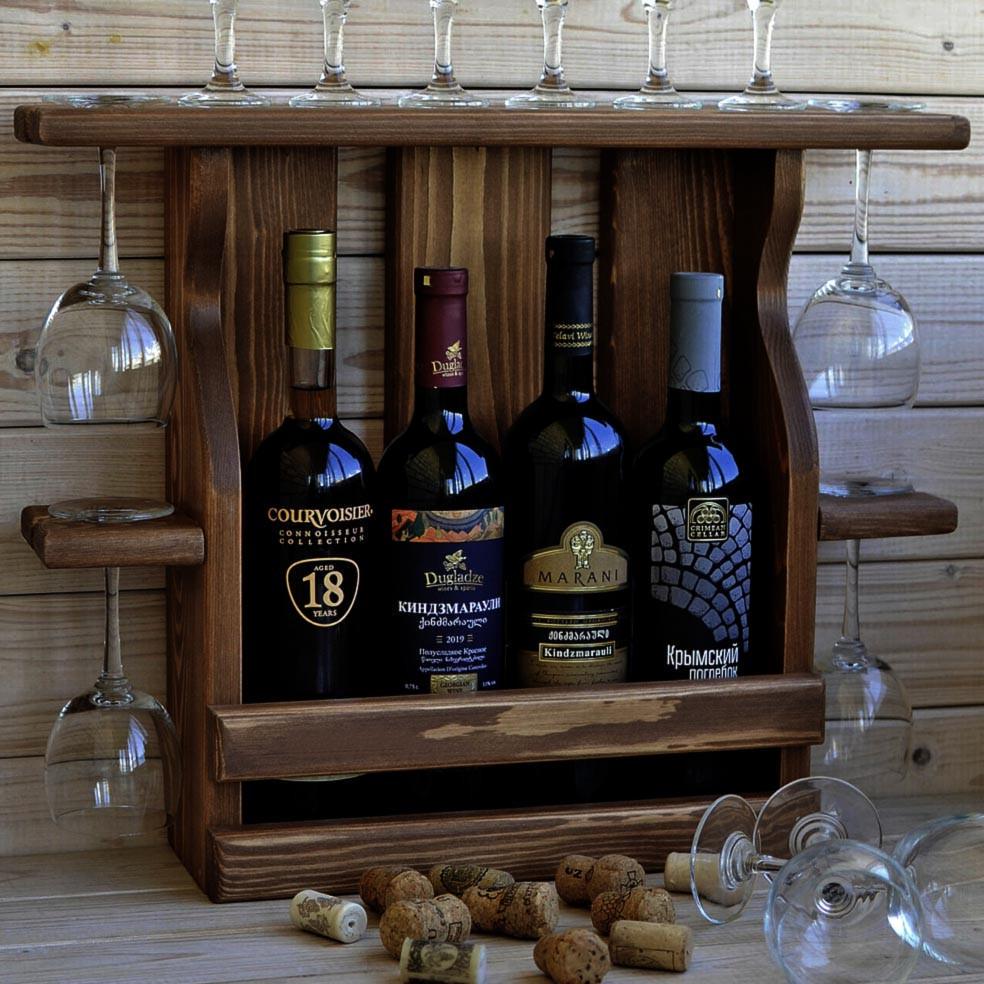 Полка для вина настенная из дерева Накагута 4 Робуста (ПНК-408836)