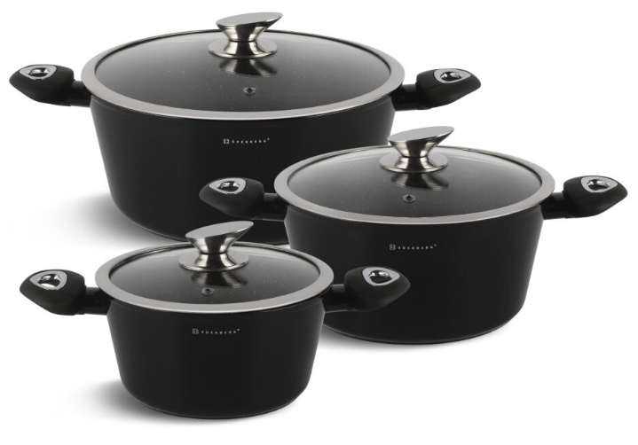 Набор посуды с антипригарным мраморным покрытием Edenberg EG-7423 6 пр. из литого алюминия Черный