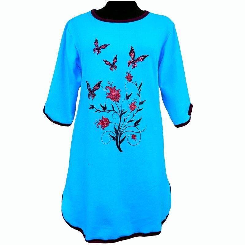 Туника женская с начесом 109 Бабочки р. 44/46 Голубой (1773559122)