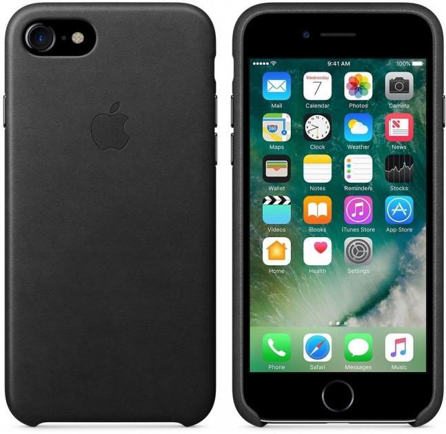 Чехол-накладка Apple Leather Case for iPhone 7/8/SE, Black (MMY52/MQH92/MXYM2)