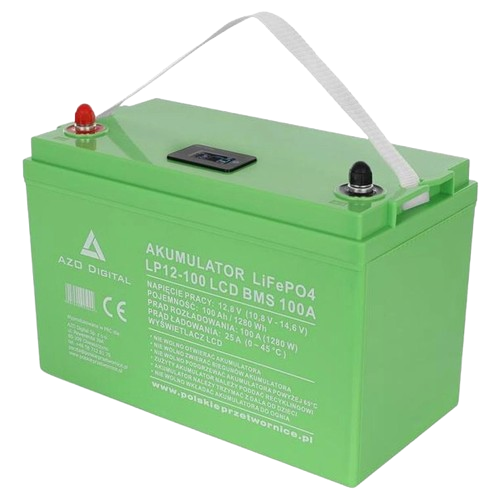 Аккумулятор LiFePO4 12V 100 Ah с LCD-дисплеем Зеленый (33352714)