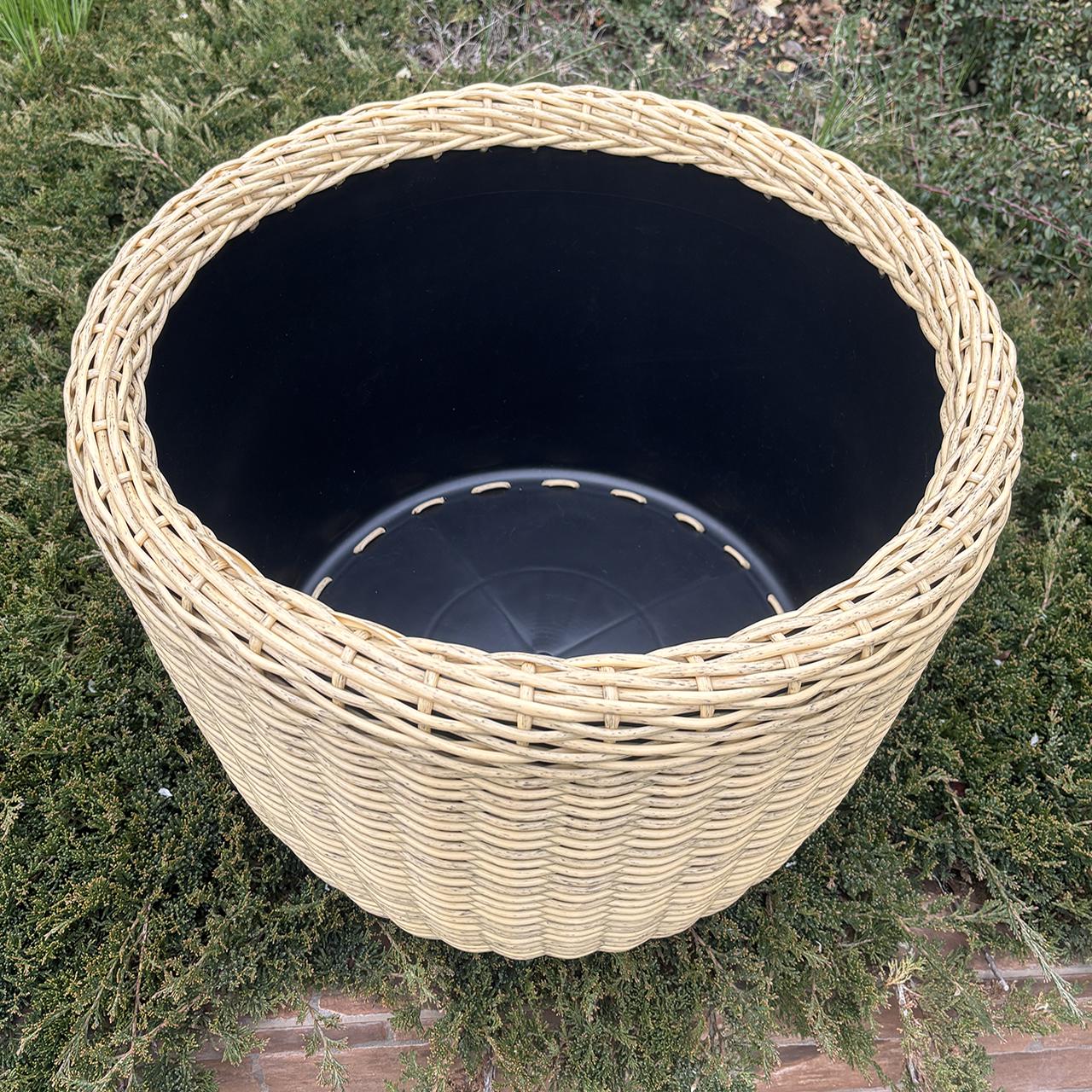 Кашпо большое для растений и цветов из искусственного ротанга/ручной работы 90 л Светлое дерево - фото 5