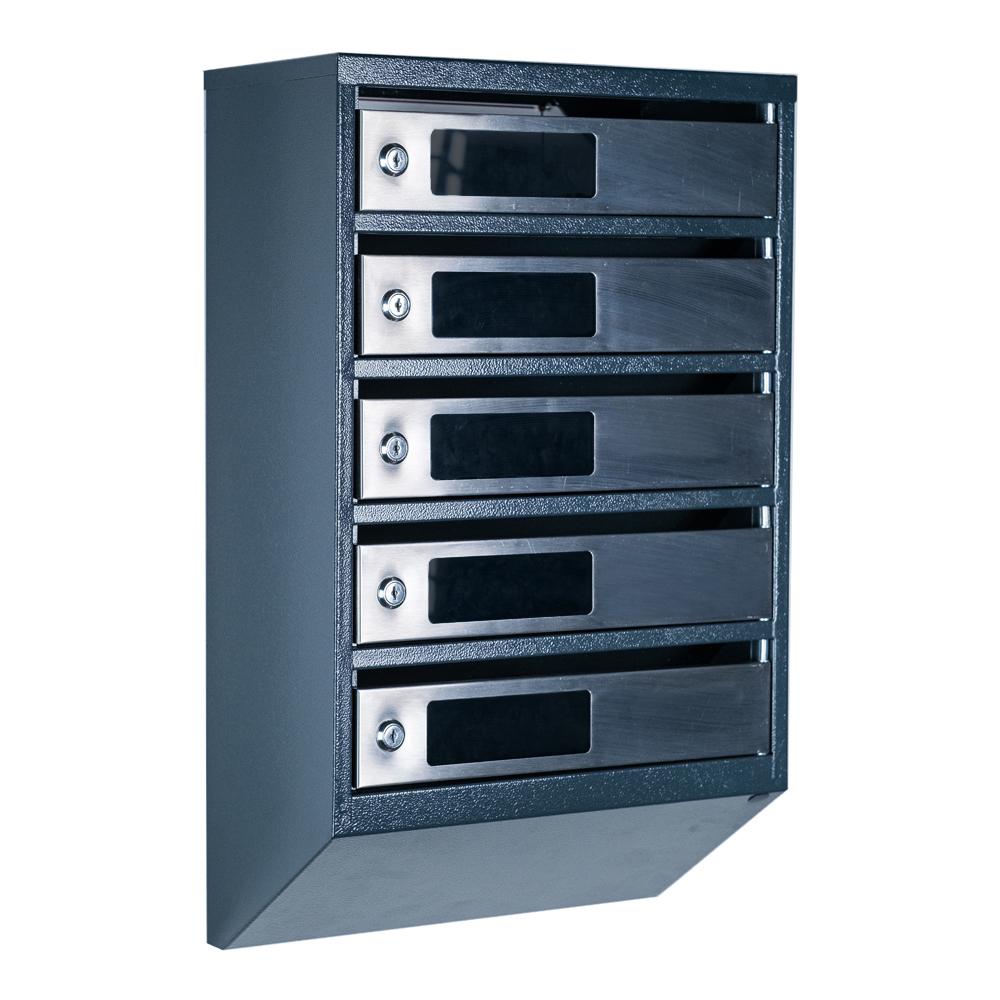 Ящик почтовый многосекционный ЯП05C Антрацитовый/Нержавеющая сталь (24061025)