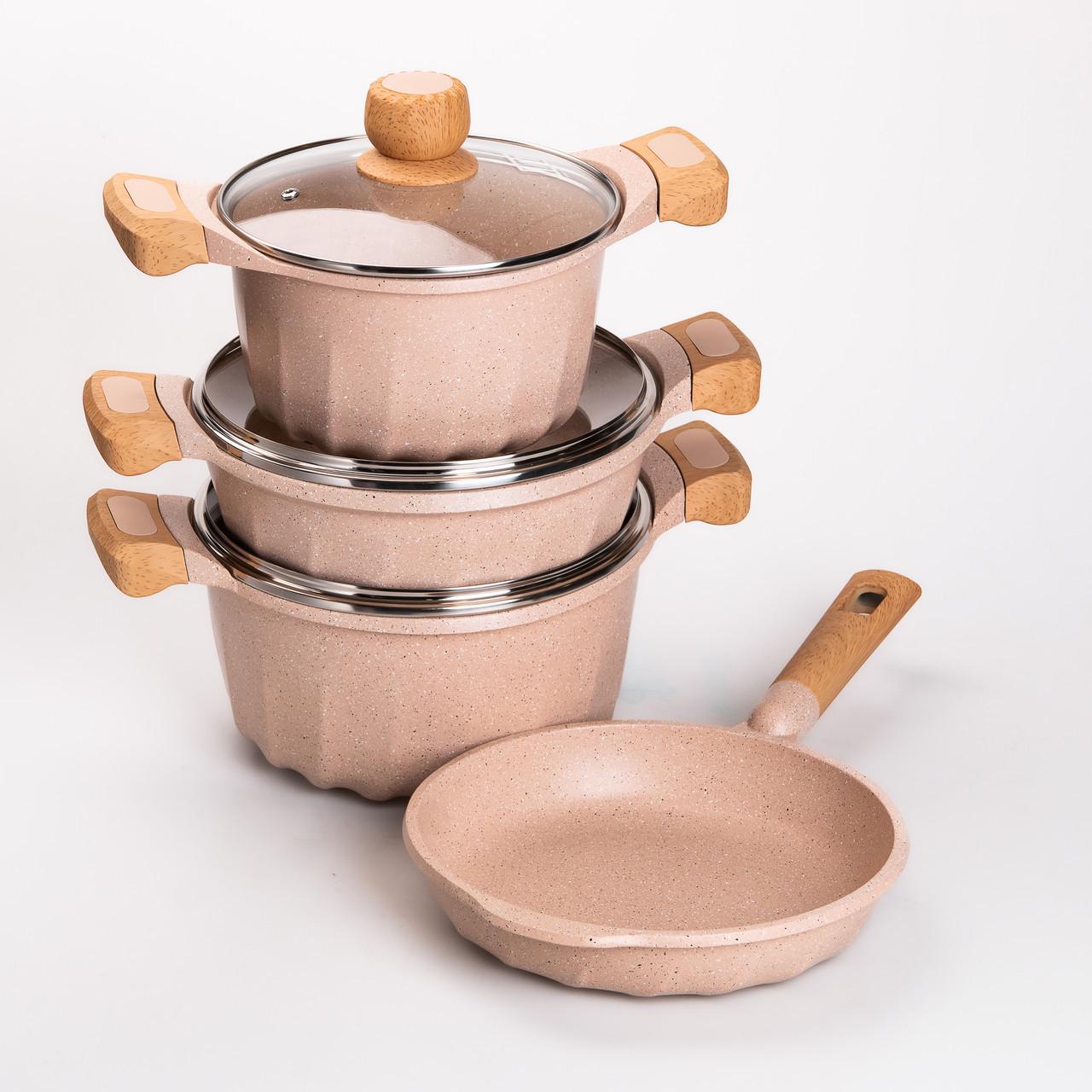 Набор посуды кастрюли 3 шт./сковорода MGC/лопатка/половник Бежевый - фото 6 Набор посуды кастрюли 3 шт./сковорода MGC/лопатка/половник Бежевый - фото 6