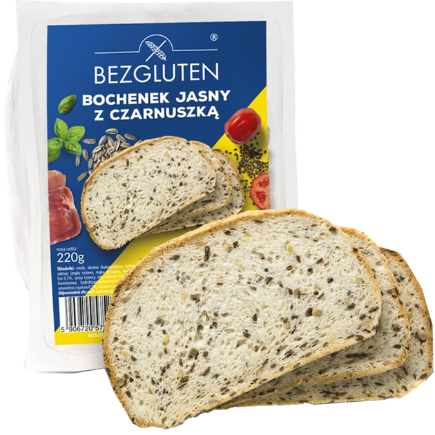 Хлеб без глютена Bezgluten белый с черным кунжутом 220 г