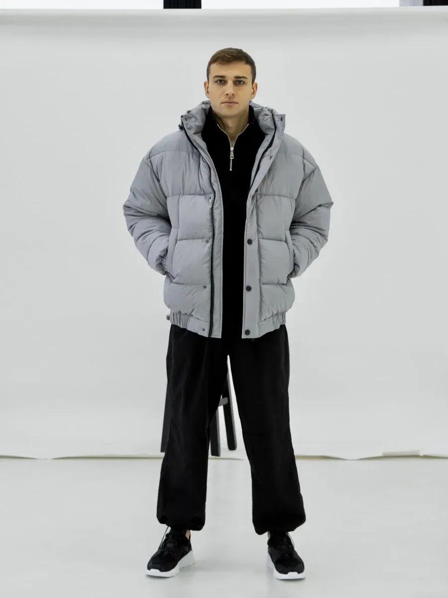 Куртка чоловіча зимова Oslo оверсайз дута S Світло-сірий (26516/1/1) - фото 4