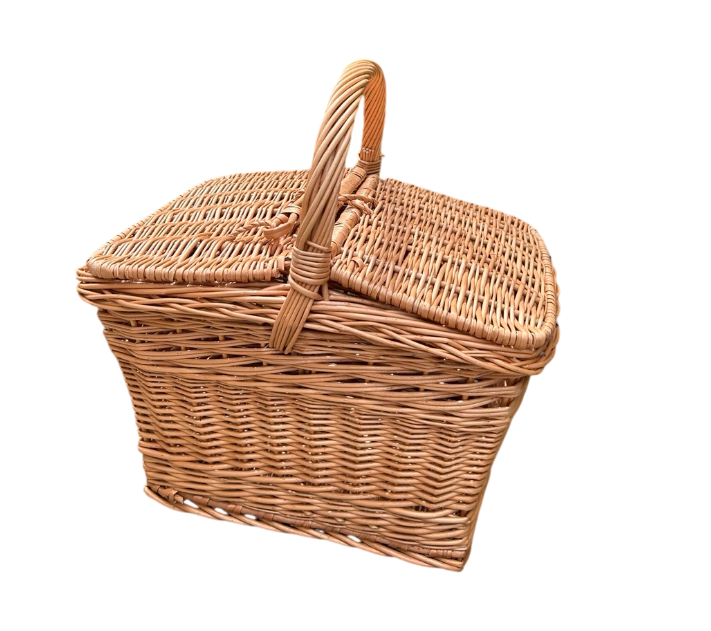 Корзина плетеная Сімейний Затишок из лозы с ручкой и крышкой