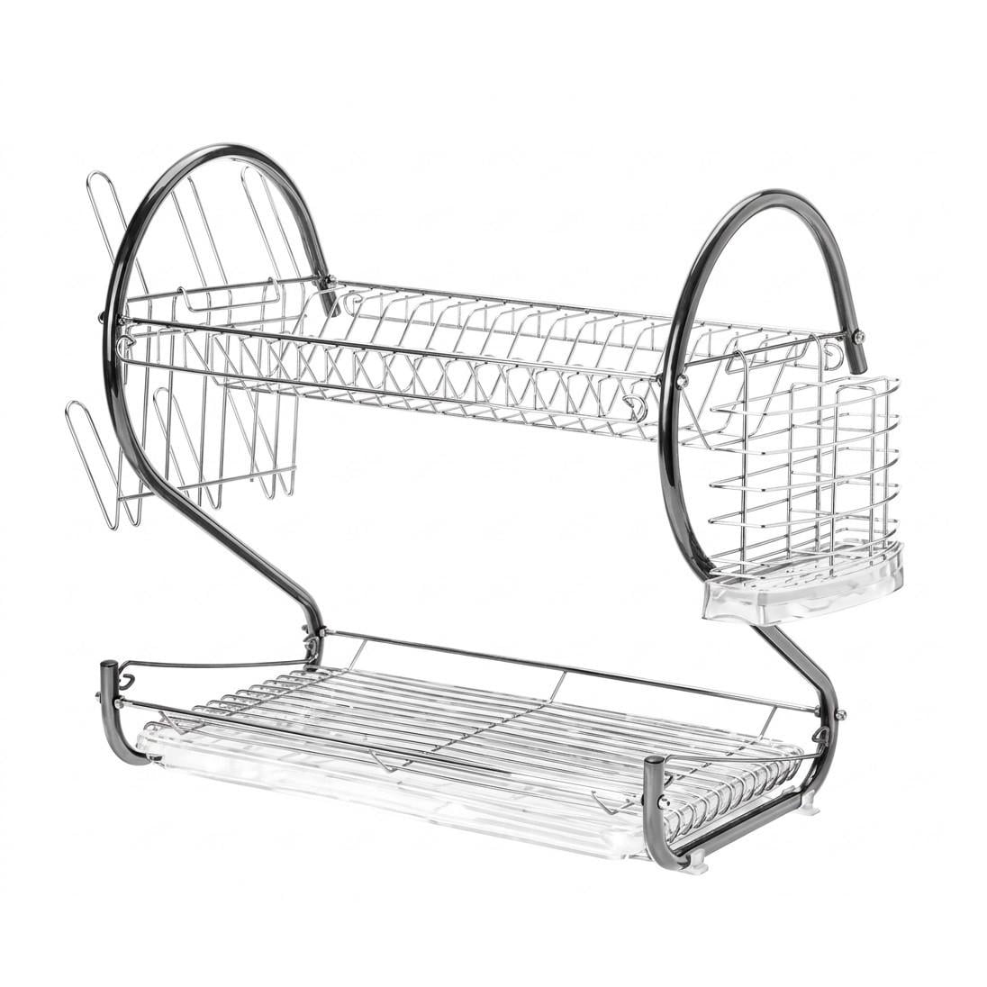 Органайзер для сушки посуды RIAS 2-Layer Dish Drainer двухъярусный с поддоном 37x11,5x26 см Silver (3_08762)