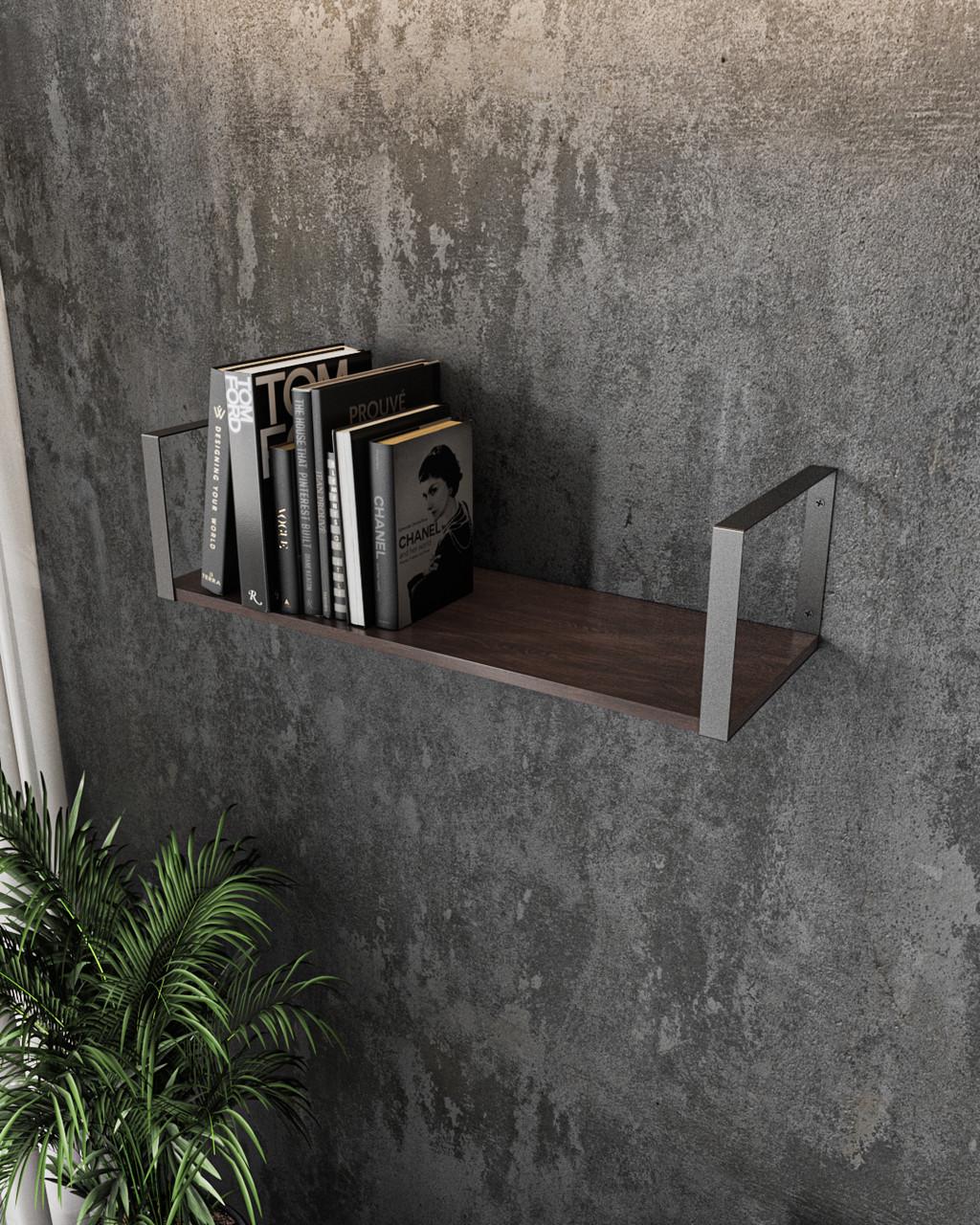 Полка для книг и декора Moreli XS-28Bl в стиле лофт 800x220x290 мм Черный/Венге магия (mo-xs28-black-venge)