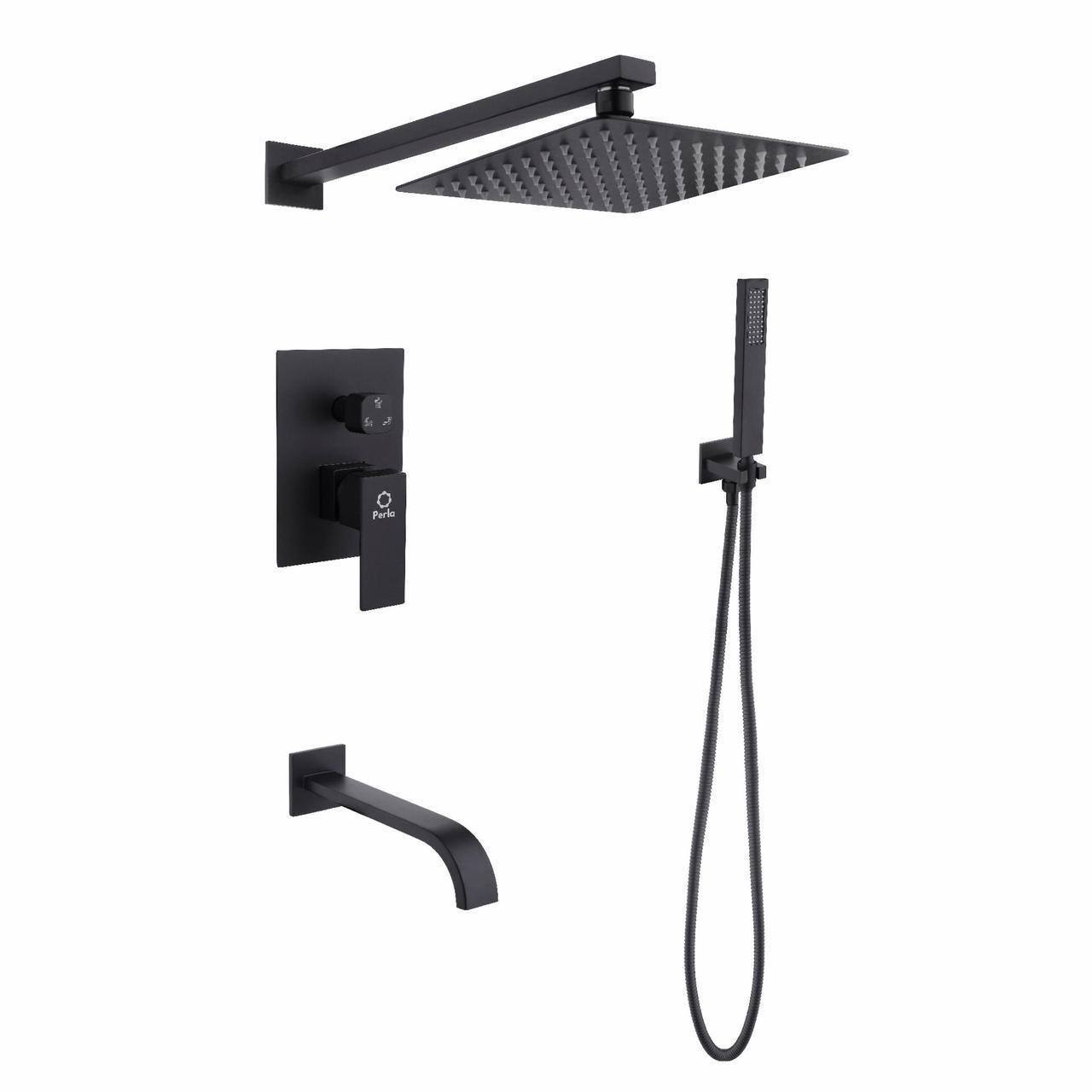 Змішувач для душу Perla SMART PSS7704B вбудований квадрат/3 режима Чорний (2529486171)