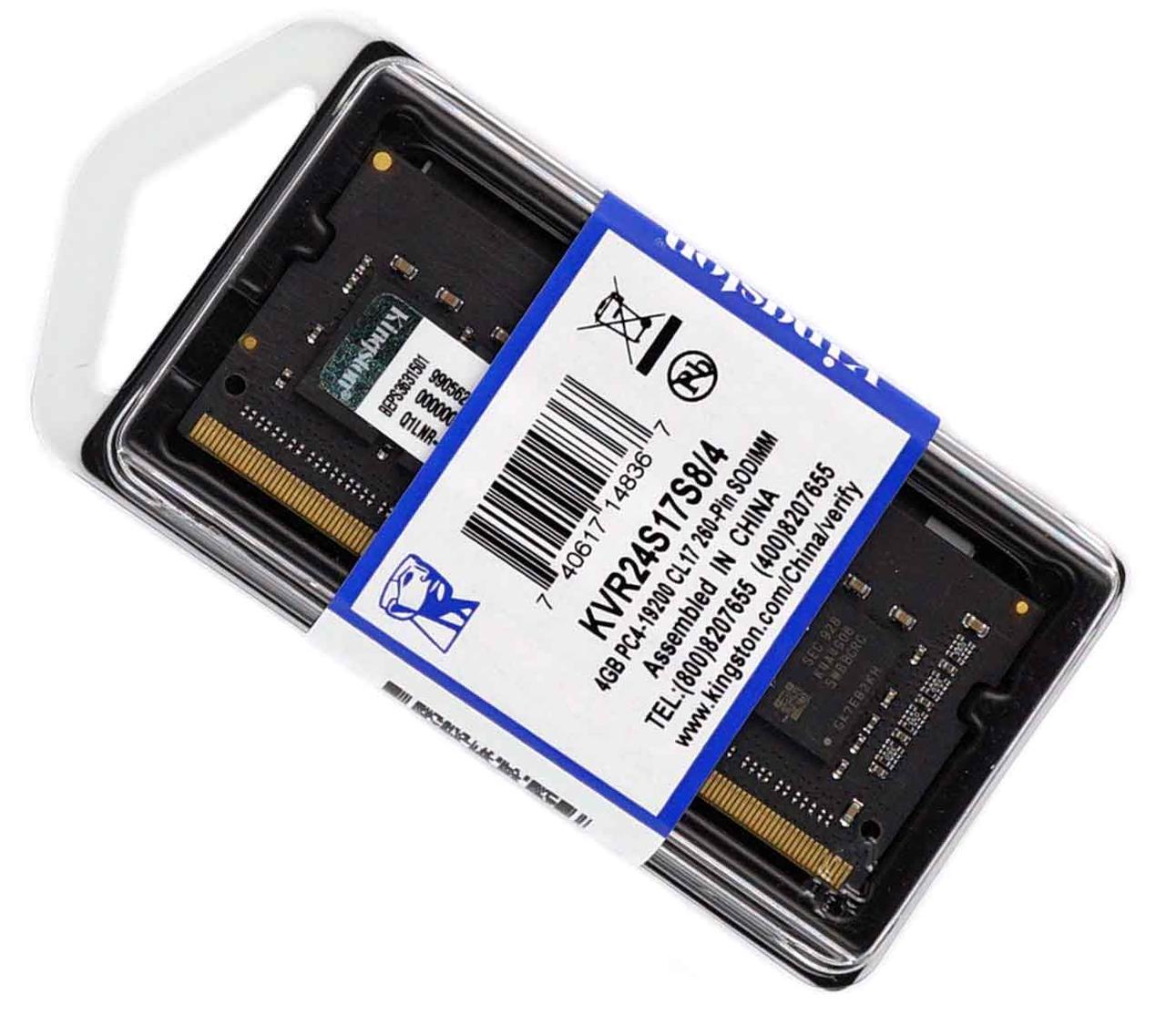 Оперативная память Kingston SODIMM DDR4 4GB 2400MHz, PC4-19200 (KVR24S17S8/4)