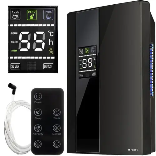 Осушитель воздуха Ruhhy 26626 650 мл/сутки Пельтье гигростат UV/TiO2 пульт Черный