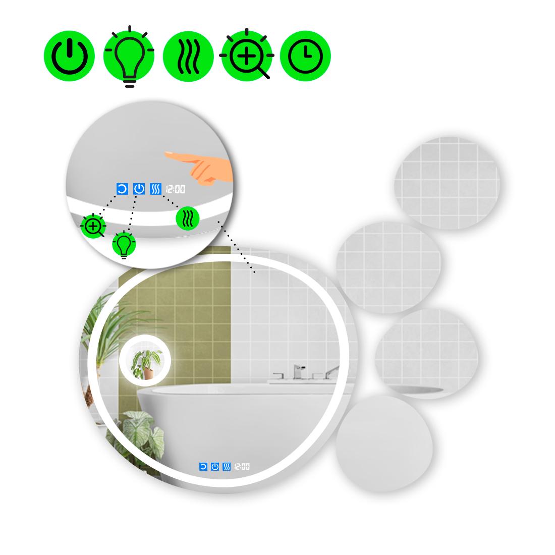 Зеркало с LED подсветкой Acqua 1 с тремя сенсорами 80x80 см (8737215)