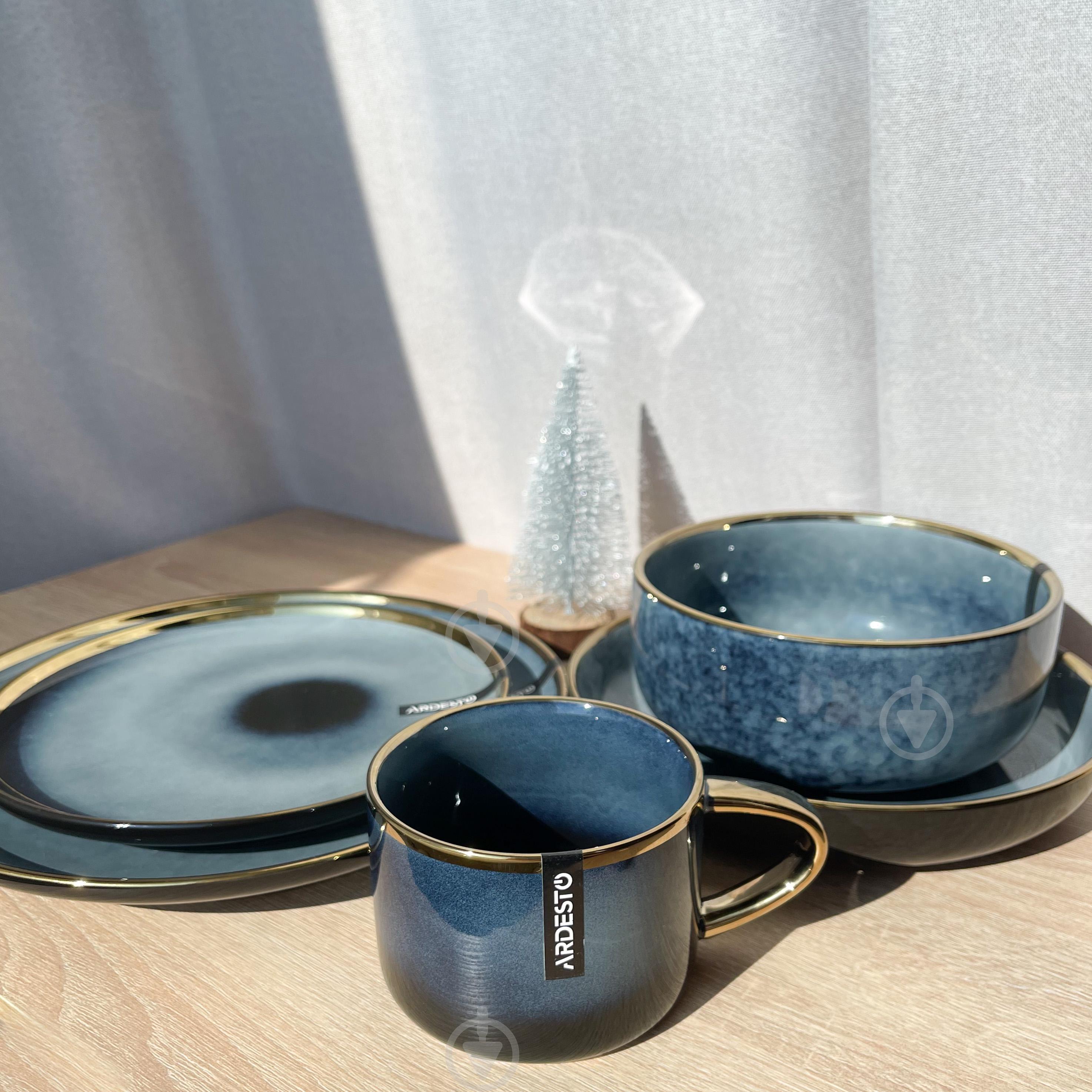 Сервиз столовой посуды Ardesto Andria 10 предметов 2 персоны керамика Синий с золотым кантом - фото 8 Сервиз столовой посуды Ardesto Andria 10 предметов 2 персоны керамика Синий с золотым кантом - фото 8
