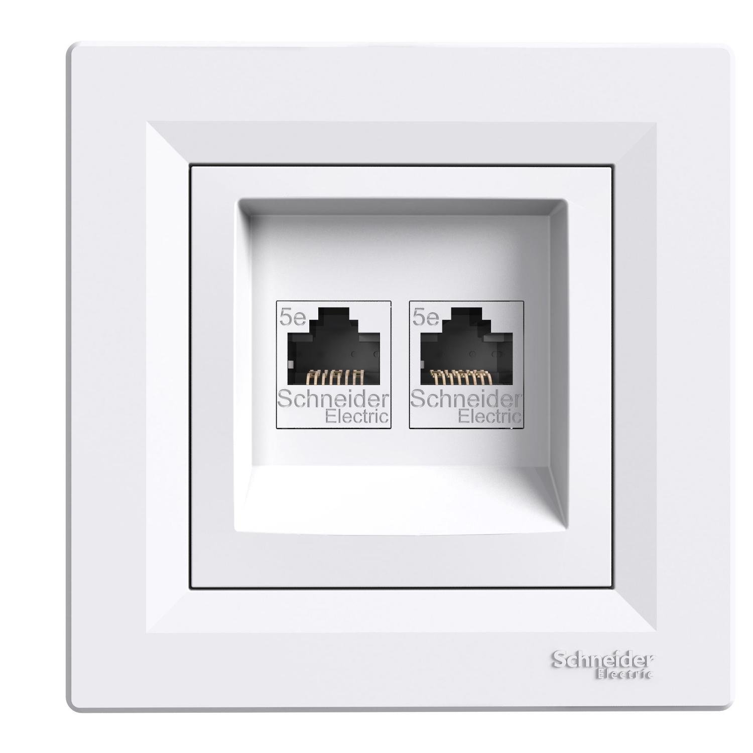 Розетка компьютерная Schneider Electric Asfora RJ45 кат. 5Е UTP двойная Белый (EPH4400121)