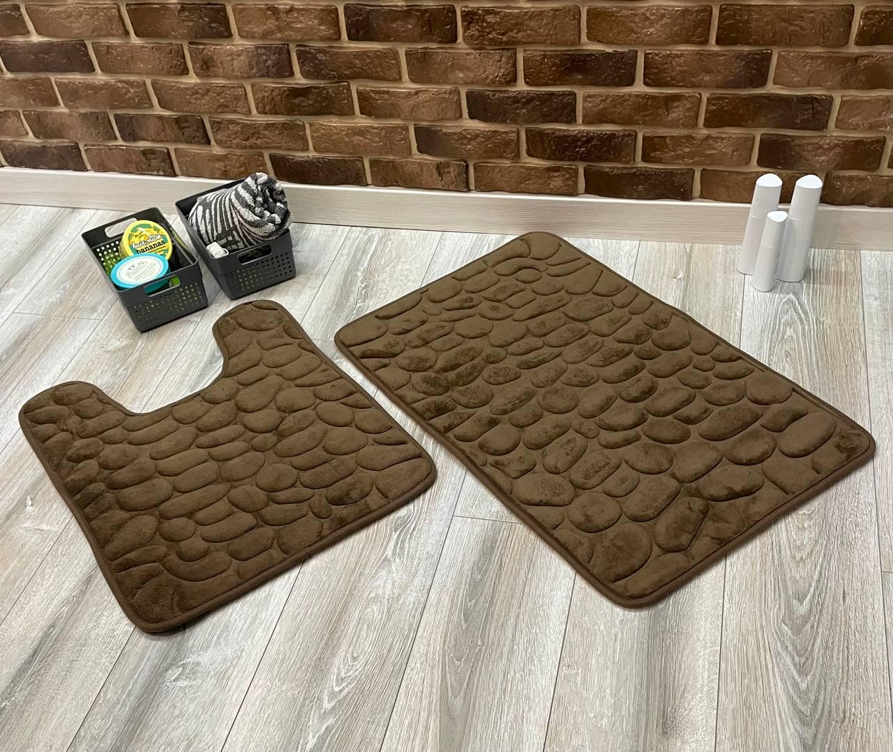 Набор ковриков в ванную и туалет Stone Premium Memory Foam 2в1 80х50/60х50 см Коричневый (NKS0007) - фото 7 Набор ковриков в ванную и туалет Stone Premium Memory Foam 2в1 80х50/60х50 см Коричневый (NKS0007) - фото 7