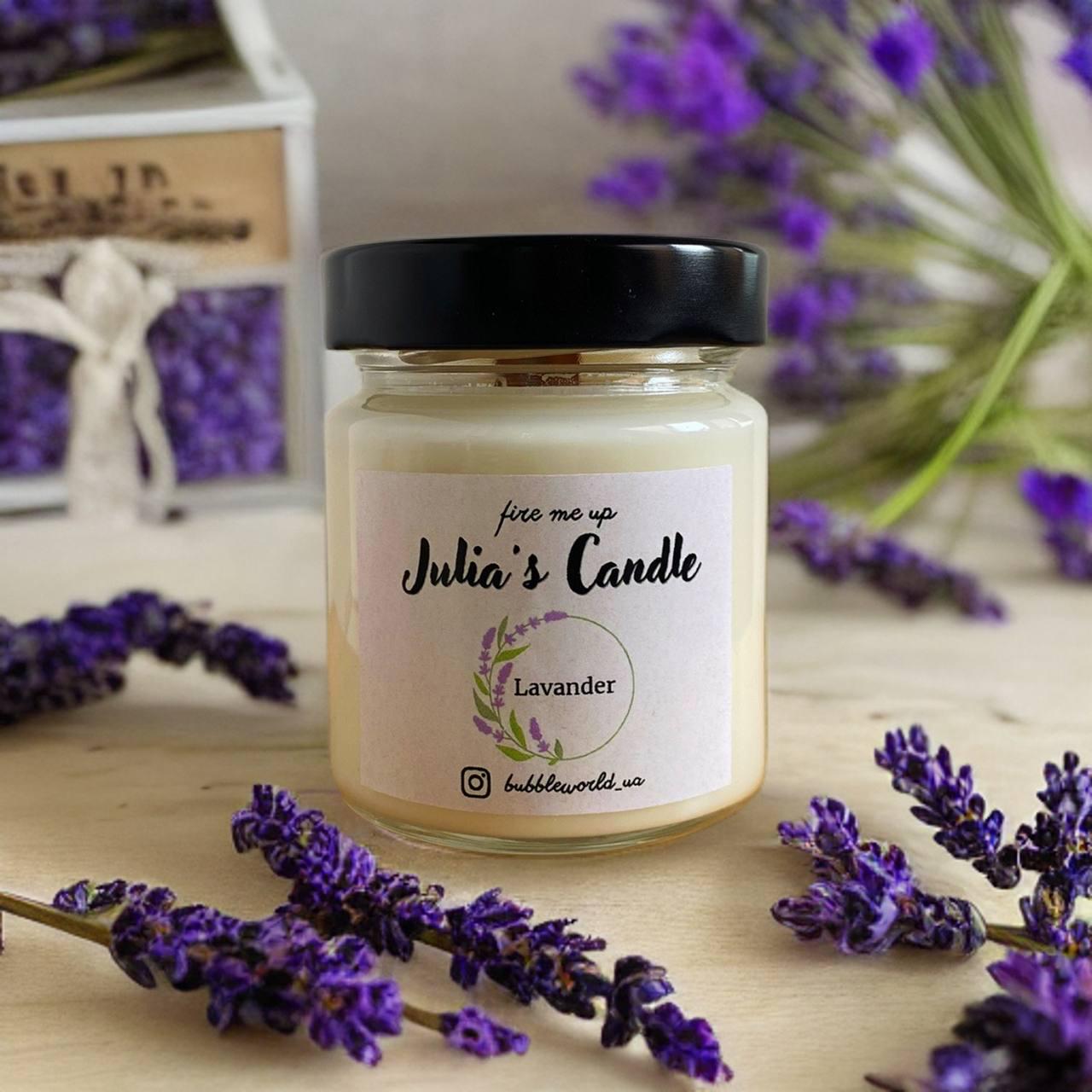 Ароматична свічка Julia's Candle соєва з дерев'яним гнітом Lavender 200 мл (2200-1103)