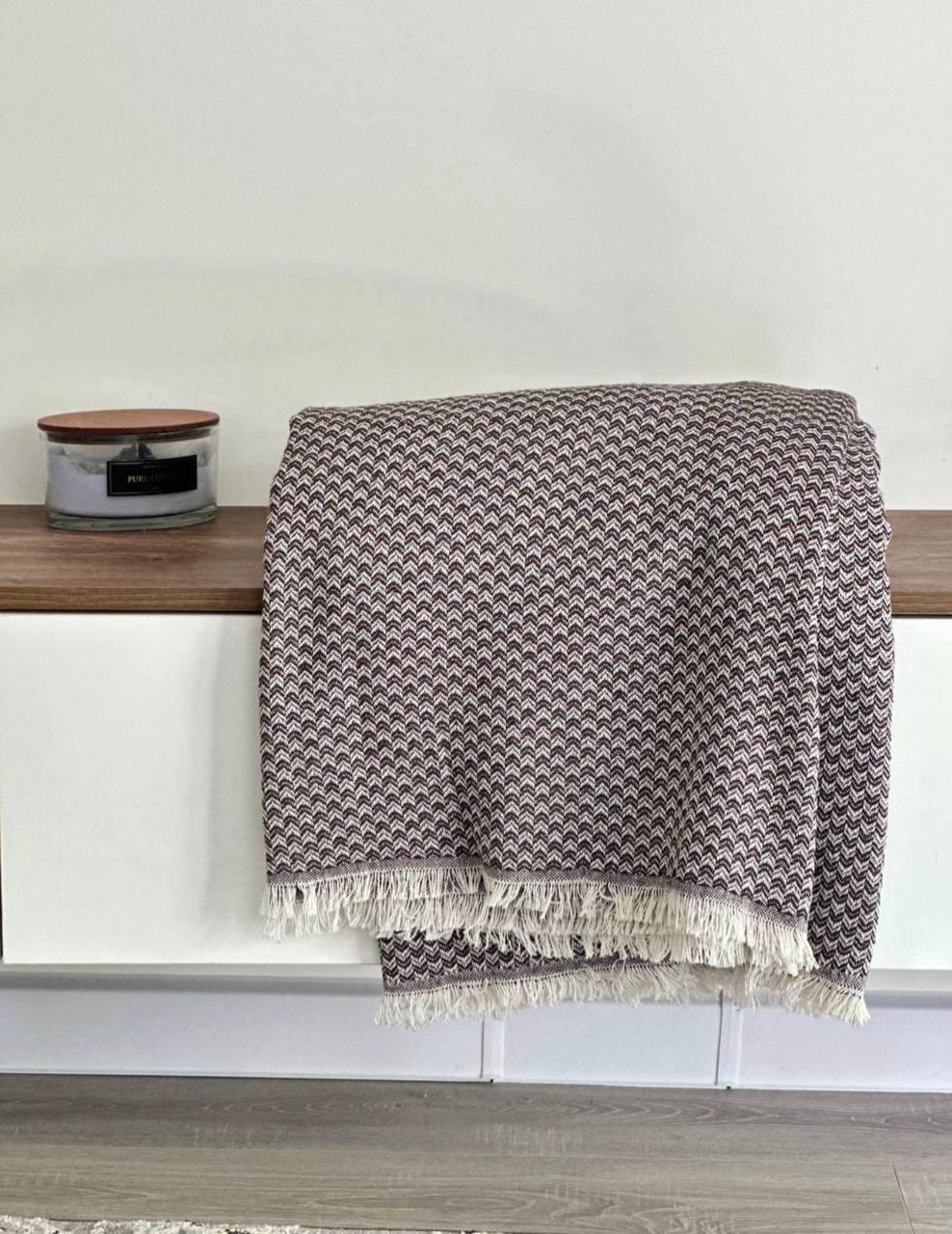 Плед-покрывало Зигзаг №1 100% хлопок 170х200 см Коричневый (3348)