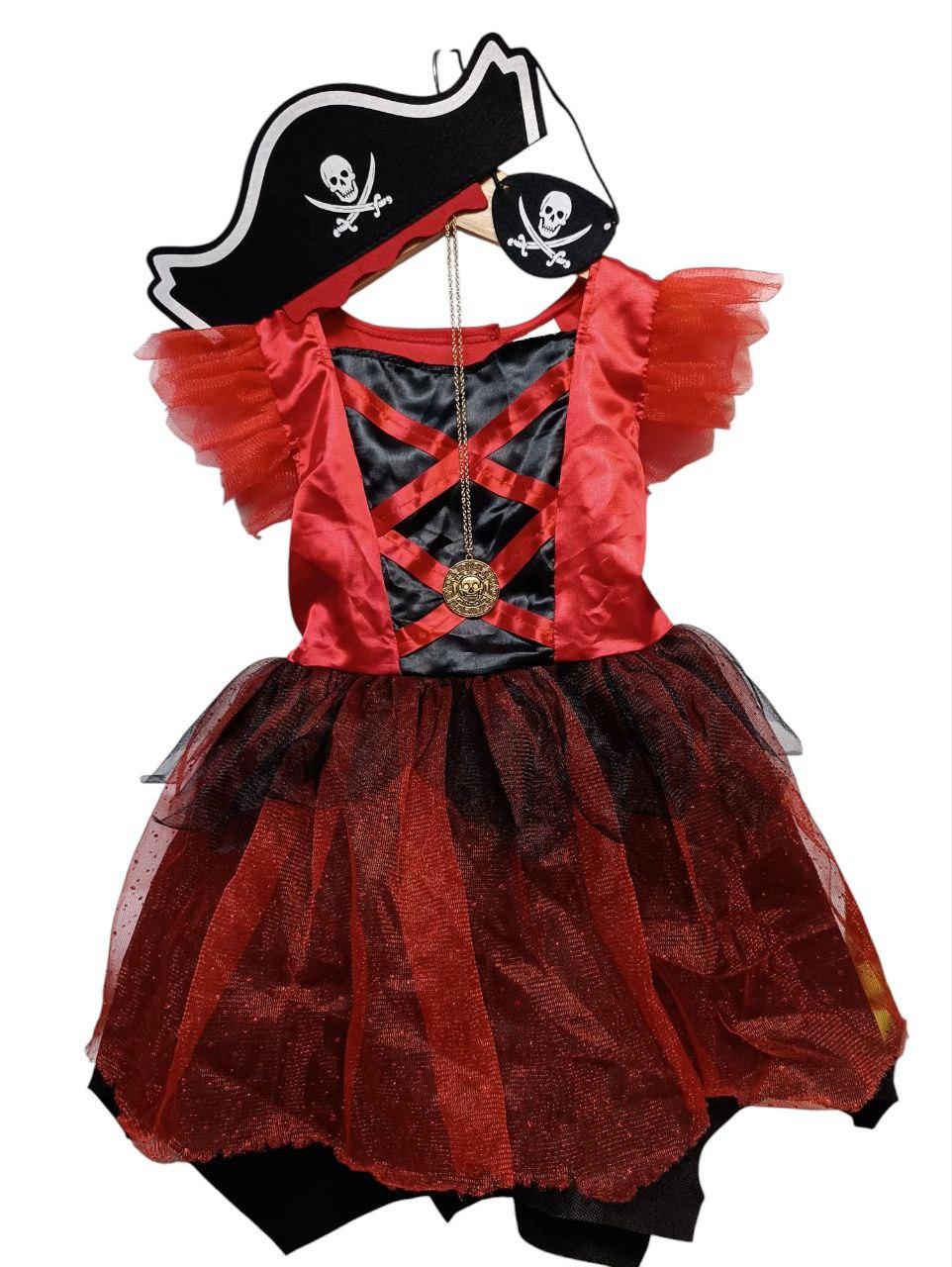 Сукня піратки-розбійниці для дівчинки з пов'язкою на голову та на око на 5-6 років 120 см (2569610382)