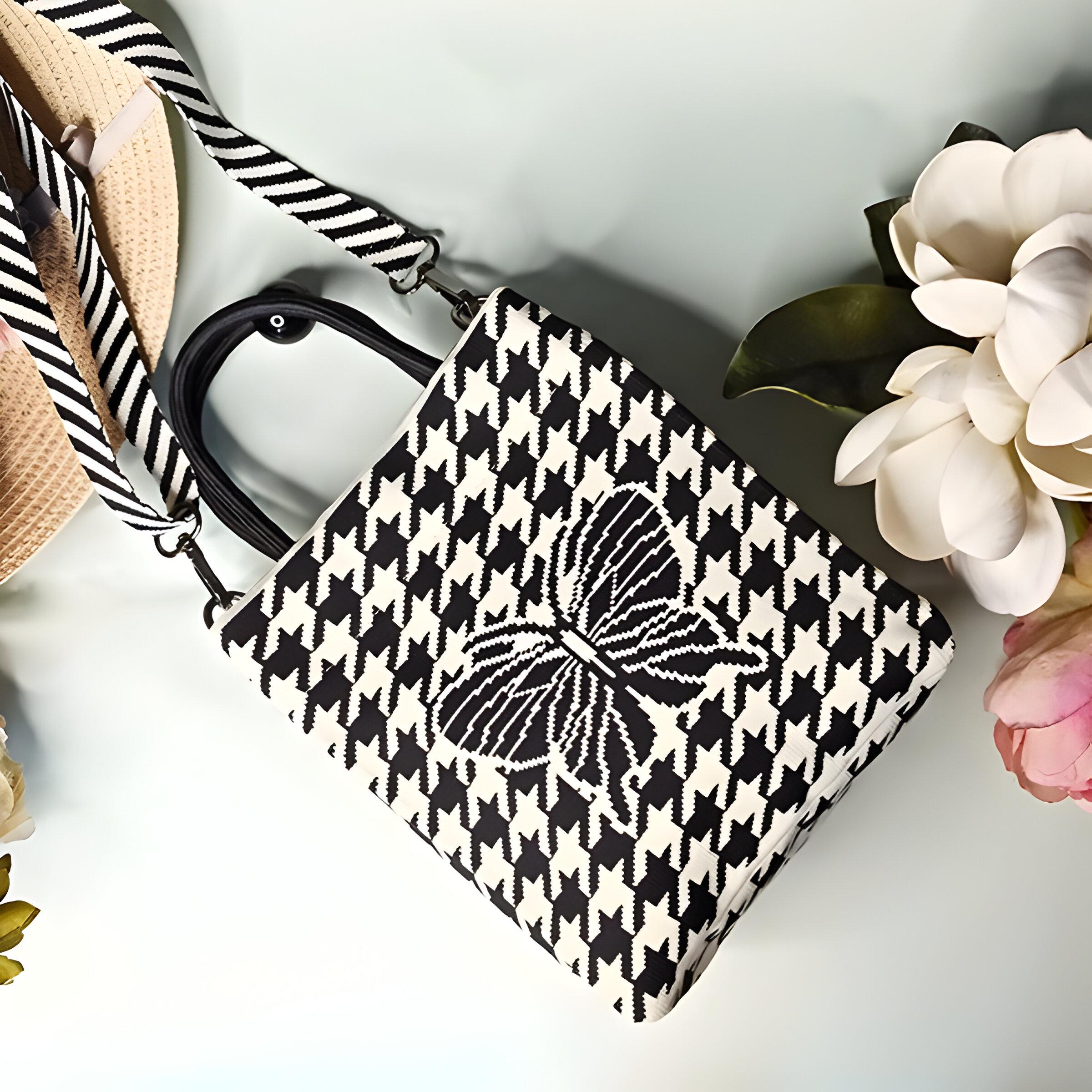 Мини-сумка текстильная Черно-белый (25-552) - фото 2 Мини-сумка текстильная Черно-белый (25-552) - фото 2