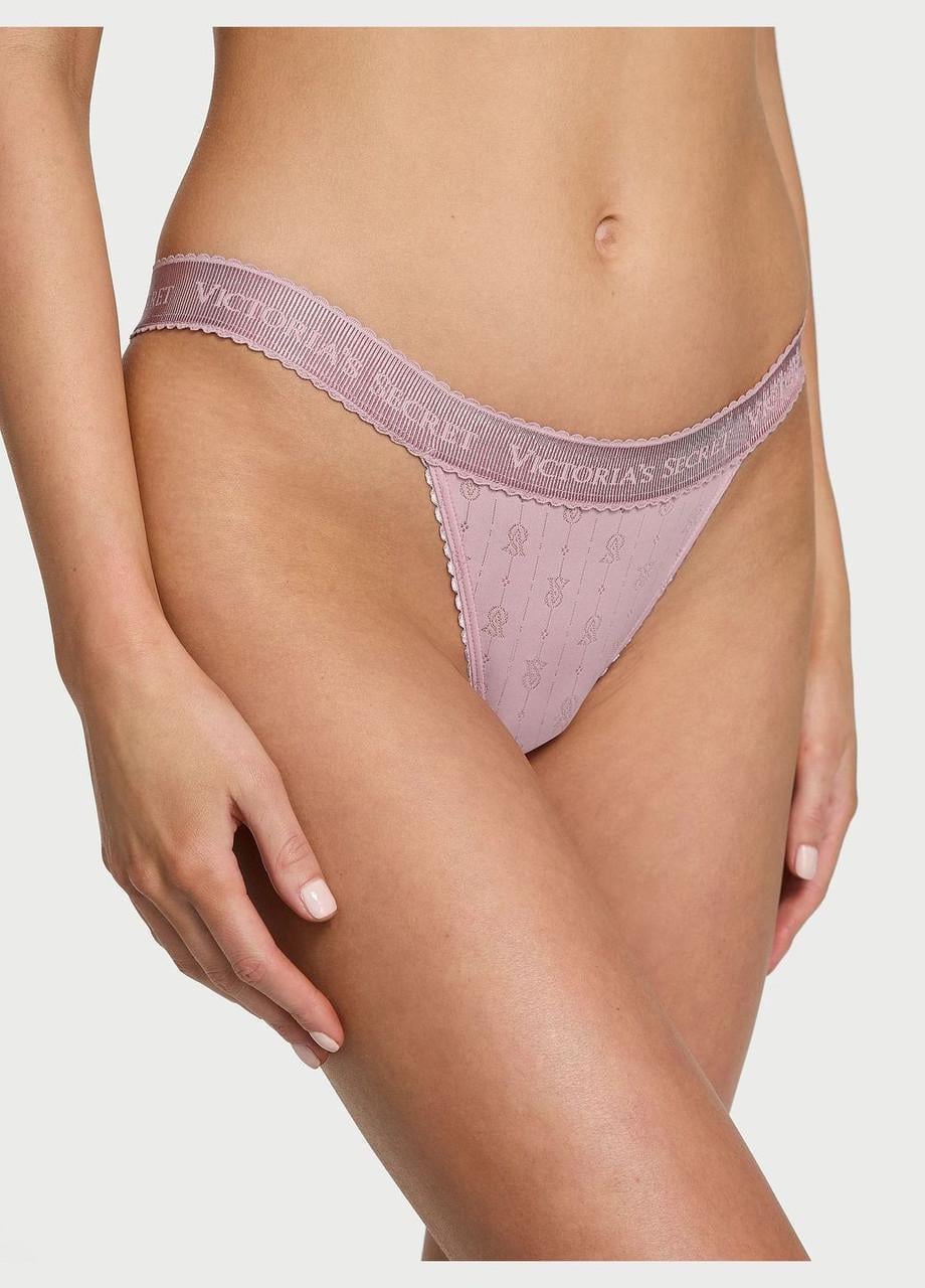 Трусики женские Victoria's Secret Logo Pointelle Tanga XL Розовый (2618575939)