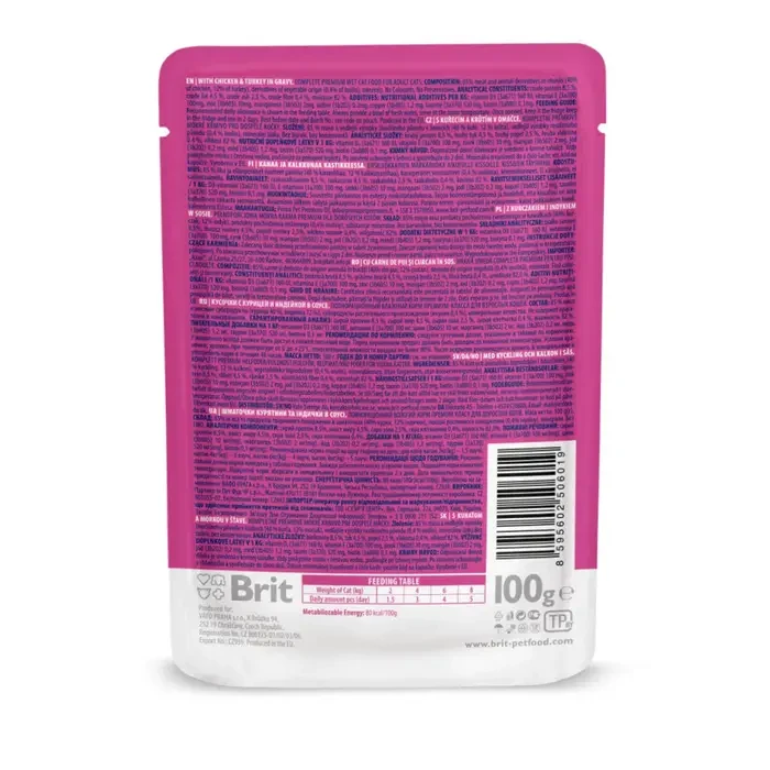 Вологий корм для котів Brit Premium Cat Chicken&Turkey pouch курка та індик 100 г (100273/506019) - фото 2