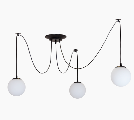 Люстра-паук в стиле лофт на 3 лампи шар d 130 мм Черный