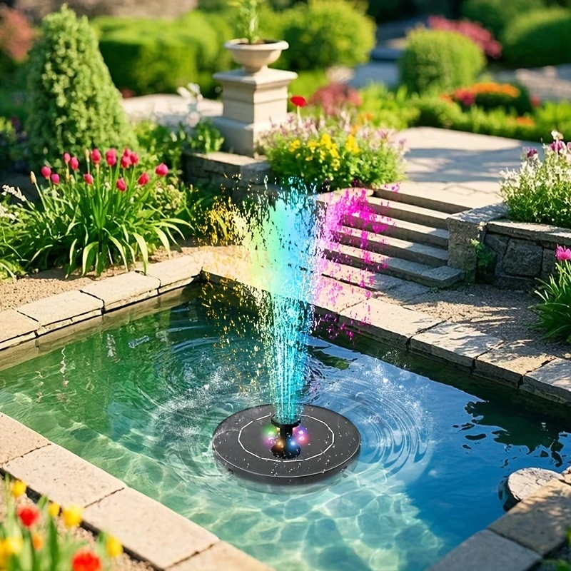 Фонтан садовый на солнечной батарее с аккумулятором и подсветкой 18 см 6 насадок (2724404058) - фото 2 Фонтан садовый на солнечной батарее с аккумулятором и подсветкой 18 см 6 насадок (2724404058) - фото 2