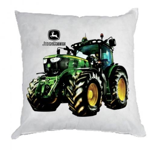 Декоративная подушка габардиновая John Deere Tractor and logo 35x35 см (11236841-1-169142)