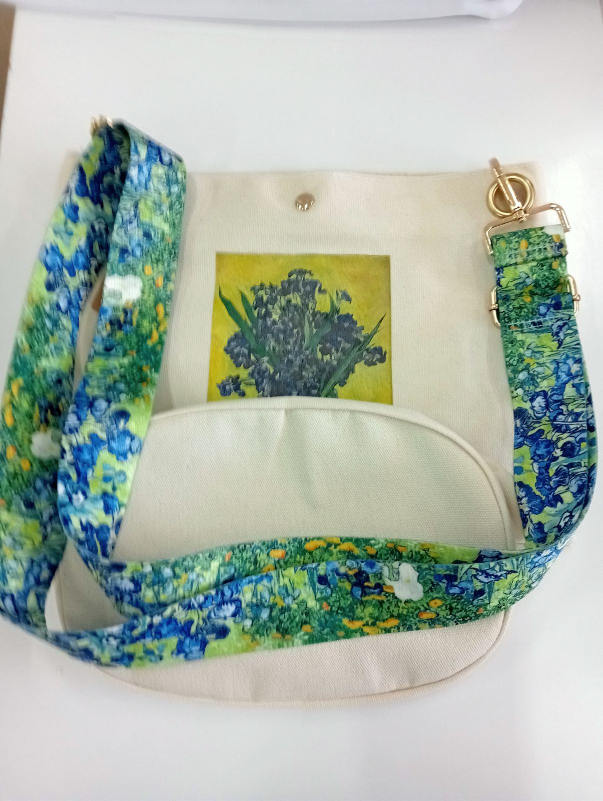 Сумка полотняна з художнім принтом Іриси Білий (00233) - фото 2